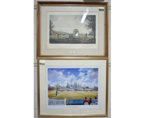 A Framed Cricketing Print together with a Further Cricketing Print, World Cup Semi-Final 1999, Signed in Pencil, Frame 70x60c