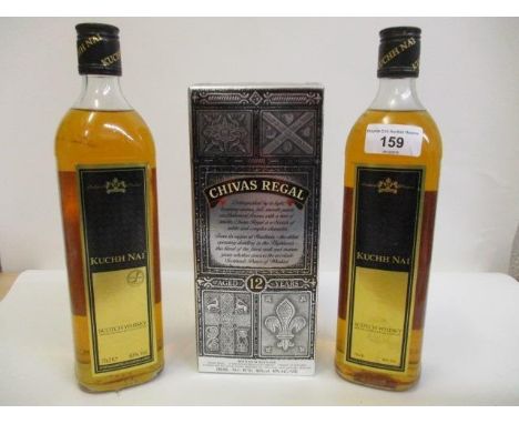 Two bottles of Kuchh Nai Scotch Whisky 70cl and one bottle of Chivas Regal 