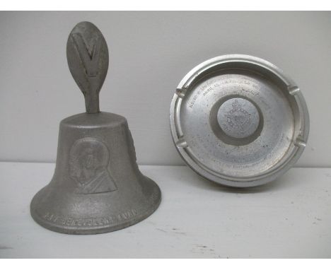 Military related - an 'RAF Benevolent Fund bell cast in metal from German aircraft shot down over Britain 1939-1945', 6"h, an