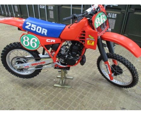 A Honda CR 250 RC 1982, engine number 2404521, chassis no. JH2MF0303CC404080, fully restored with owners manual and paperwork
