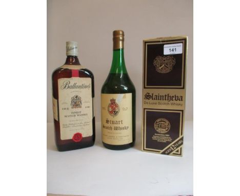 One bottle of Stuart Scotch Whisky, one bottle of Ballantines Scotch Whisky and one bottle of Slaintheva Scotch Whisky 