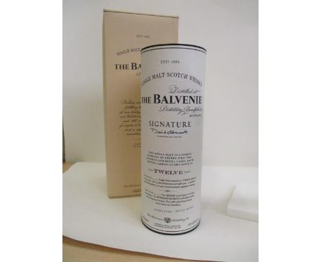 A bottle of The Balvenie 12 year old single Malt Whisky.  David Stewart signature, limited edition batch 1 released to celebr