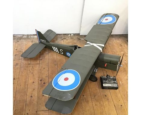 A large model SE5A biplane, paper over a wooden carcass with four stroke engine (110cm)