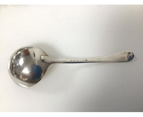 A silver ladle, hallmarks worn (17cm) (55.03g)