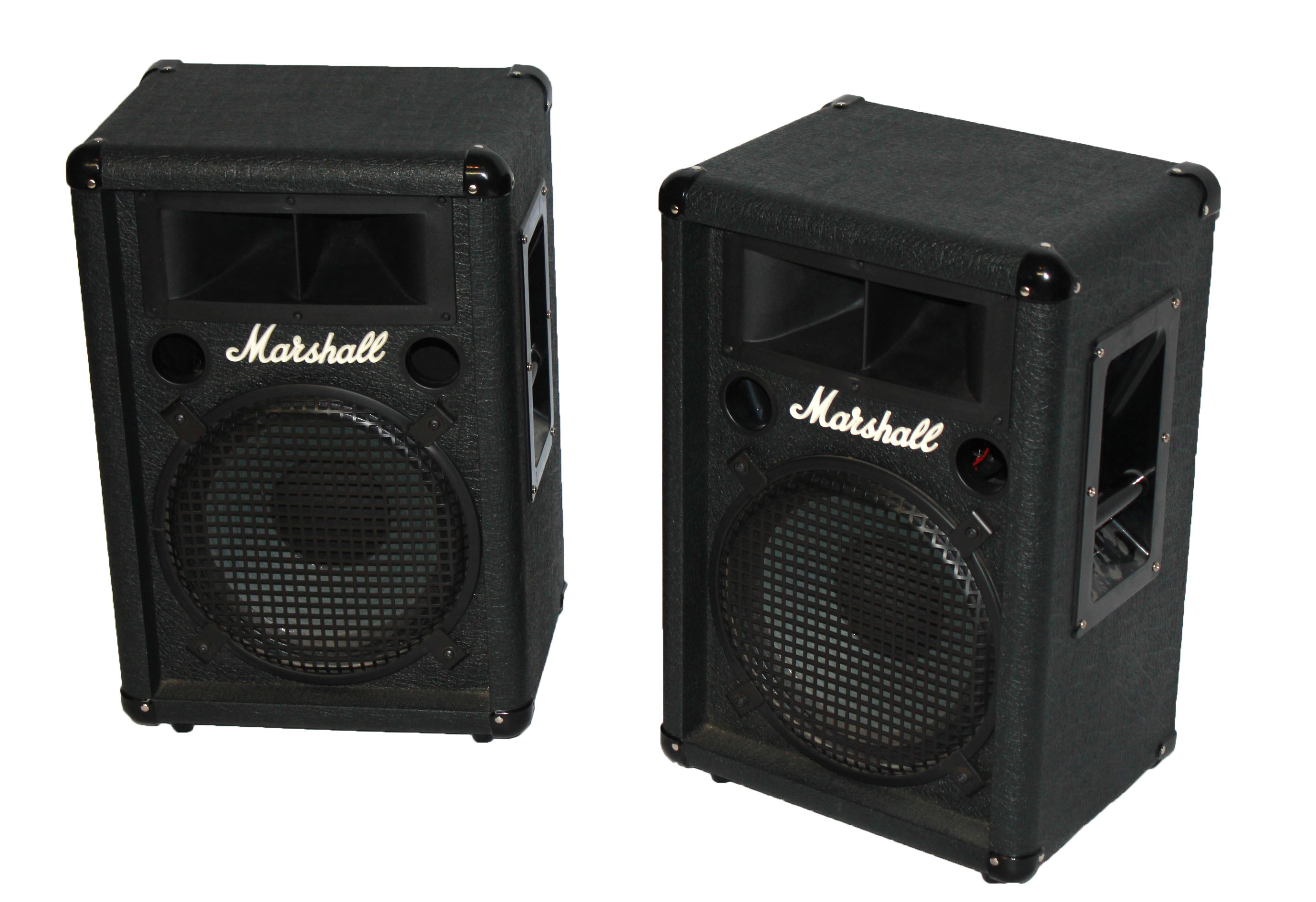 A PAIR OF MARSHALL 6121H 1 X 12 P.A SPEAKERS The 100 watt with