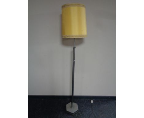 A chrome Art Deco rise and fall standard lamp with shade  
