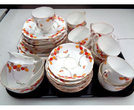 A thirty-eight piece antique Diamond china hand painted tea service  