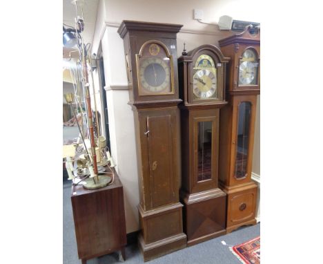 An early 20th century painted longcase clock with painted dial, dated 1903 