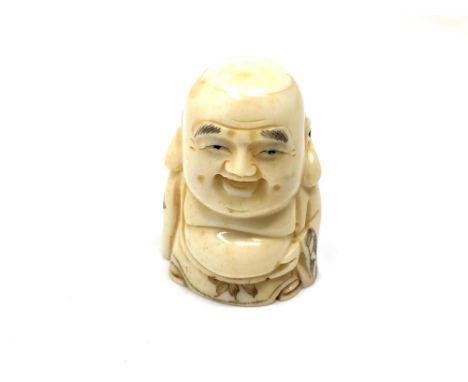 A carved bone Chinese netsuke - Buddha