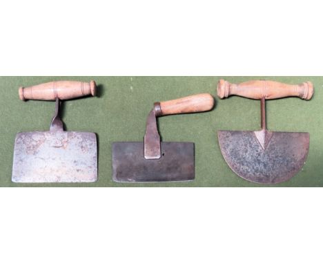 Three vintage herb cutter, all with treen handles

All appear in used and well worn condition 