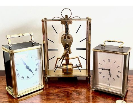 CUNDO BRASS CASED CLOCK, ALSO TWO BATTERY SETH THOMAS, JUNGHANS, CLOCKS

 