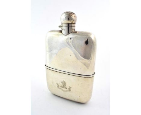 A Large Edward VII Silver Hip-Flask, by Sampson Mordan and Co., London, 1906, plain with pull off base and bayonet fitting ca