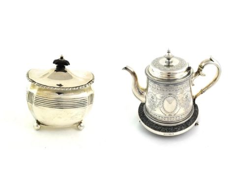 A Victorian Scottish Silver Tea-Caddy, by Hamilton and Inches, Edinburgh, 1898, with hinged cover and on four ball feet; A Sc