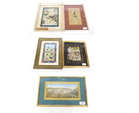 Persian School (19th century) A view of Mecca Watercolour and bodycolour, 10.5cm by 22cm; Three Various Similar Pictures, wit