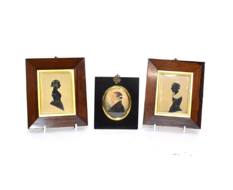 English School (19th century): A Miniature Bust Portrait of a Gentleman, with white collar and black coat, oval, on card, 8cm