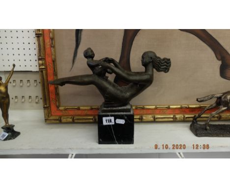 An Artdeco bronze, mother and girl