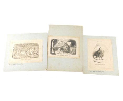After Bede. Knowledge Putteth Up, etching, hand titled, another Town And Gone 14cm x 18cm and The Feshman's Dream. (3)