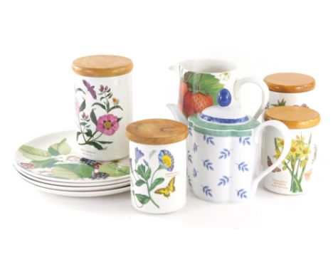 Various Portmeirion Eden Fruits and other dinnerware, storage jars, plates, 27cm diameter, etc. (a quantity)