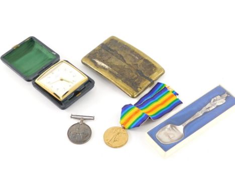 Various items, World War I medal duo, comprising campaign and victory medals, each marked the first 2212 BMR F Mills RA, the 