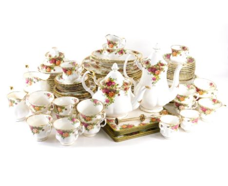 A comprehensive Royal Albert Old Country Roses part dinner service, to include dinner plates, 25cm diameter, bowls, teapot, c