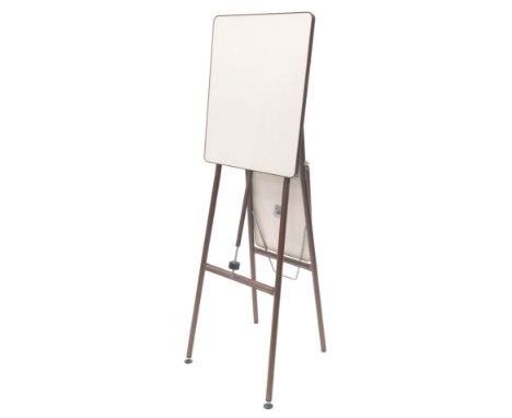 A painted metal and chipboard two tier folding projector stand, 130cm high when folded.