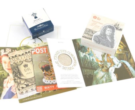 Various coins, a Royal Mint Samuel Pepys commemorative bi-colour silver Piedfort £2, proof in outer case and box, with paperw