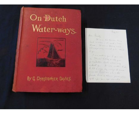G Christopher Davies "On Dutch Waterways", bearing inscription and signature together with letter
