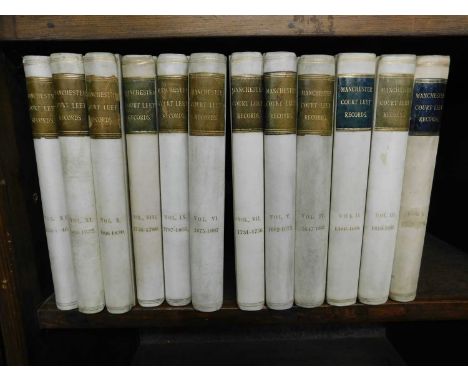 THE COURT LEET RECORDS OF THE MANOR OF MANCHESTER..., Manchester, Henry Blacklock, 1884-90 first edition, 12 vols from the ye