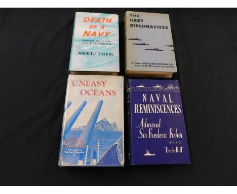 Naval Interest - 4 Volumes: Frederic Fisher "Naval Reminiscences", 1938, first edition, d/w, Kenneth Edwards "Uneasy Oceans",