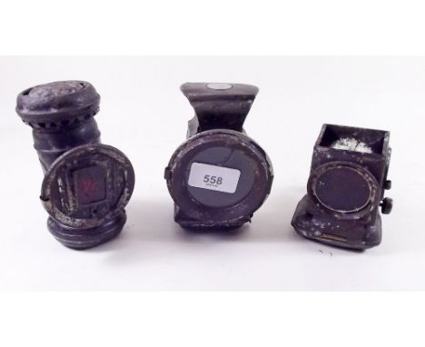 An oil bicycle lamp 'The Winner' and two others a/f