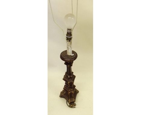 A tall gilded 17th century style table lamp (the lamp 50cm tall)