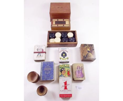 A cribbage board and various games 