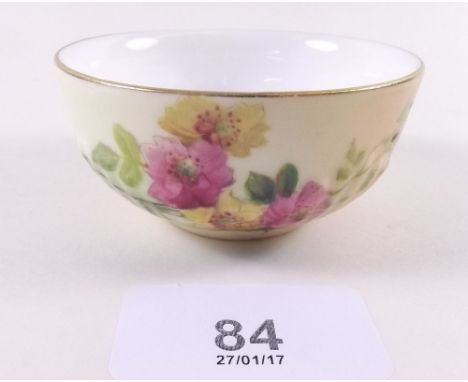 A Royal Worcester small bowl painted flowers 1900 7cm diameter