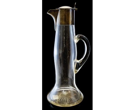 Thomas Webb and Sons, an Arts and Crafts silver mounted claret jug, of double gourd, plain naturalistic form with simple moun