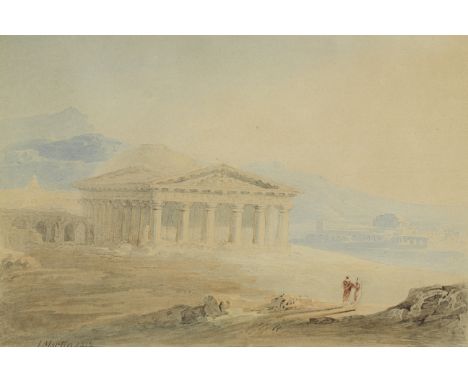 John Martin (Haydon Bridge 1789-1854 Isle of Man)Classical figures near a temple signed and dated 'J.Martin 1812' (lower left
