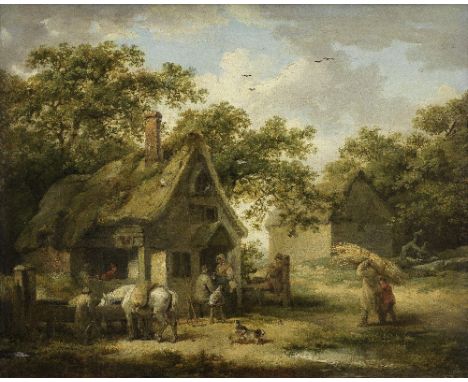 George Morland (London 1763-1804)Figures outside an inn signed 'G. Morland pinx' (lower left)oil on canvas 42.5 x 57.5cm (16 