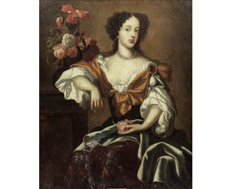 Studio of Simon Pietersz. Verelst (The Hague 1644-1721 London)Portrait of Mary of Modena, seated, three-quarter-length oil on