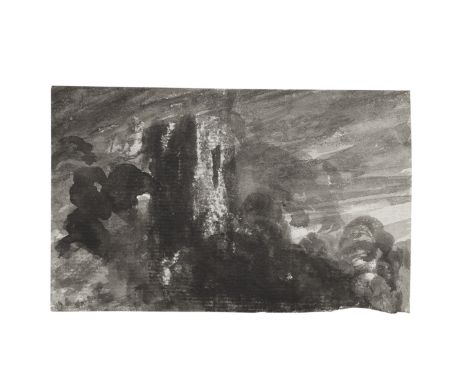 Attributed to John Constable R.A. (Suffolk 1776-1837 Hampstead)A tower among trees - possibly Hadleigh Towerblack chalk and g