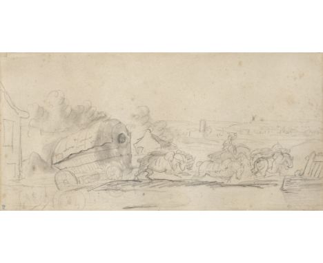 Jean-Louis André Théodore Géricault (Rouen 1791-1824 Paris)Study of a wagon drawn by six horses pencil on paper19.4 x 40.1cm 