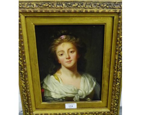 Oleograph 'Head and Shoulders portrait of a Girl',  in a giltwood frame, 20 x 25cm 