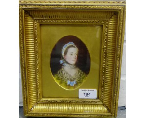 19th Century School 'Head and Shoulders Portrait of a Lady' Watercolour,  in an oval mount and glazed giltwood frame, 9 x 11c
