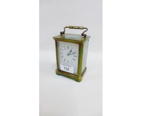 Brass carriage clock, 15cm high including handle