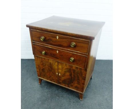 19th century mahogany commode with brass handles