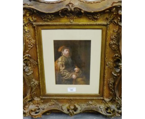 Unknown Artist  'Seated Man holding a Stick' Watercolour,  apparently unsigned, in a glazed frame, 16 x 22cm 