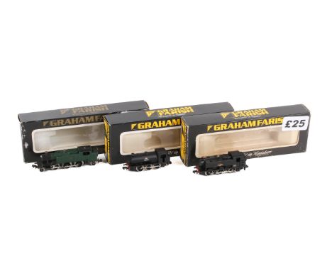 Three Graham Farish N Gauge locomotives. Comprising a No.1016 'Class J94' in BR black livery, a No.1105 '9400 Class Pannier T