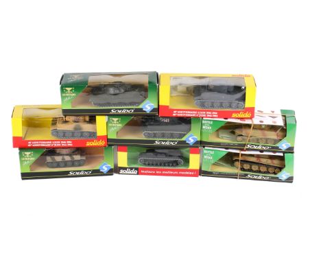 Eight boxed Solido diecast tanks. Comprising 'Battle of the Bulge' limited edition 4494/75 Captured 'Tiger' Tank and 4494/86 