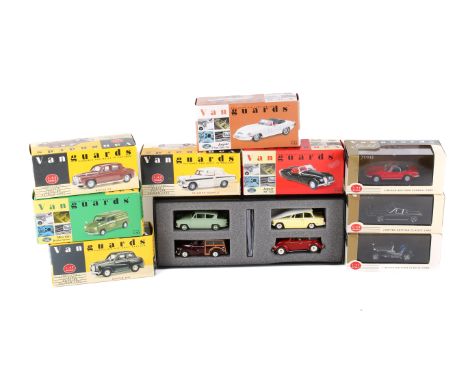A collection of Vanguards 1:43 scale diecast vehicles. Including a Caterham Super Seven, a limited edition Lotus Elan 2113/30