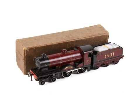 Bassett Lowke O gauge clockwork Duke Of York 4-4-0 locomotive, No. 1931 with LMS 1927 tender in burgundy