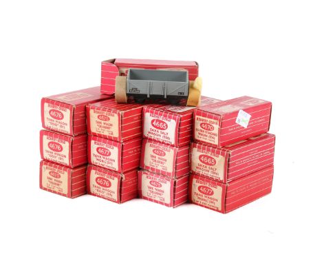 Thirteen boxed Hornby Dublo 00 gauge wagons. Comprising two 4677 Tank Wagon 'Mobil', three 4676 Tank Wagons 'Eddo', two 4665 