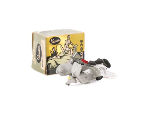 A Tekno Vespa de Luxe 125 Scooter and Sidecar. No.443, light grey body, in the original box